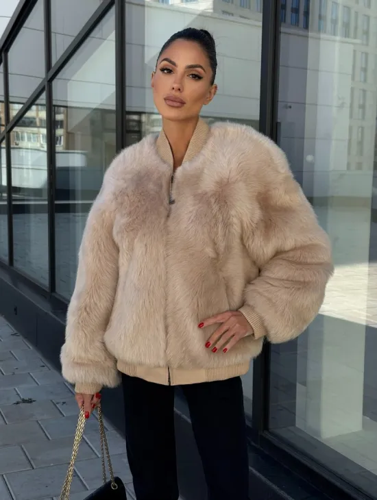 Меховая куртка - бомбер из натурального меха тосканы Турция