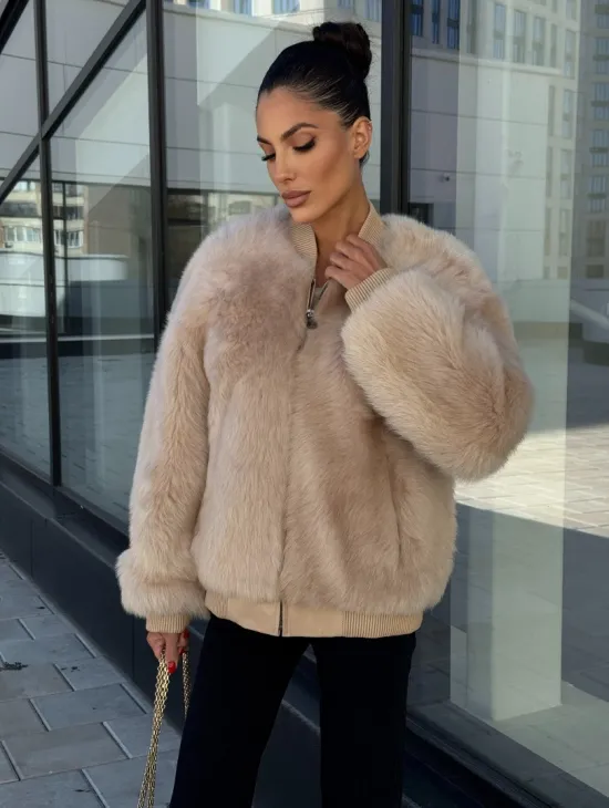 Меховая куртка - бомбер из натурального меха тосканы Турция