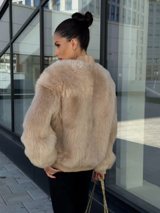 Меховая куртка - бомбер из натурального меха тосканы Турция