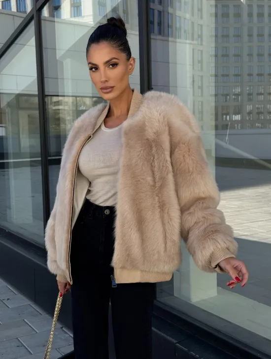 Меховая куртка - бомбер из натурального меха тосканы Турция