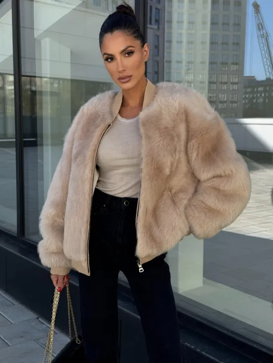 Меховая куртка - бомбер из натурального меха тосканы Турция