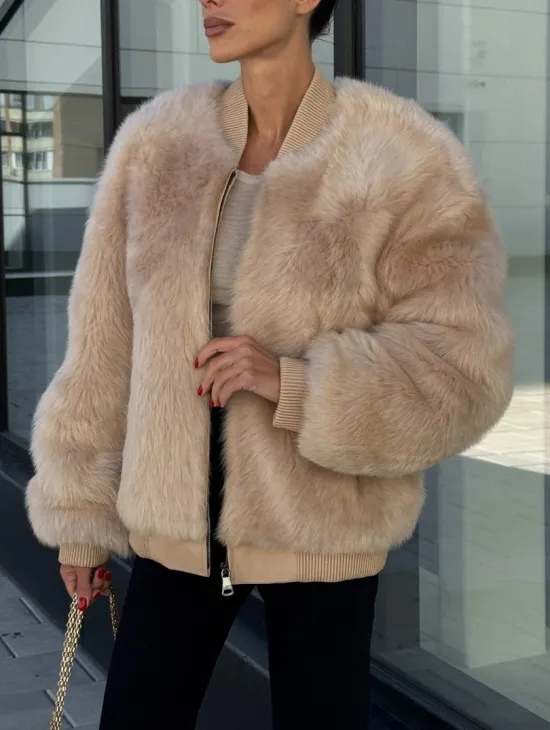 Меховая куртка - бомбер из натурального меха тосканы Турция