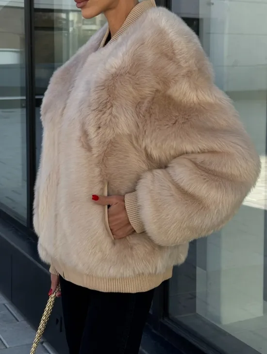 Меховая куртка - бомбер из натурального меха тосканы Турция