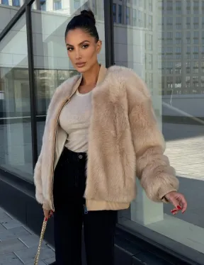 Меховая куртка - бомбер из натурального меха тосканы Турция