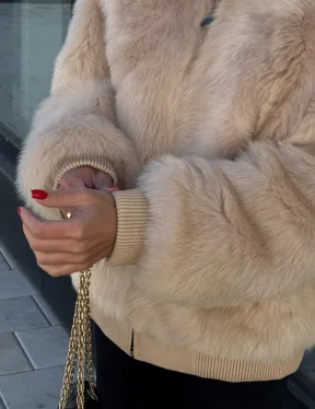 Меховая куртка - бомбер из натурального меха тосканы Турция