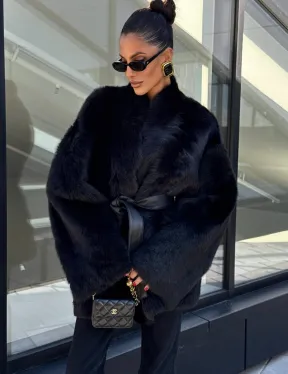 Двухсторонняя черная шуба-дублёнка из итальянской  тосканы