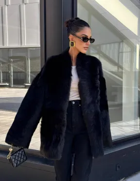 Двухсторонняя черная шуба-дублёнка из итальянской  тосканы