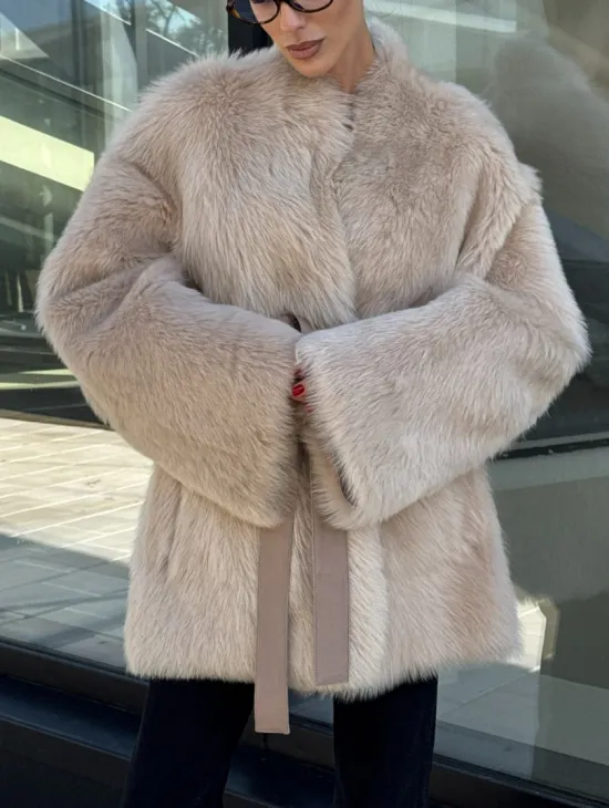 Женская двухсторонняя дубленка-шуба из меха итальянской тосканы