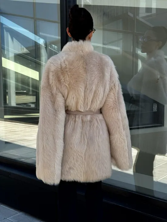 Женская двухсторонняя дубленка-шуба из меха итальянской тосканы