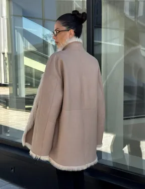 Женская двухсторонняя дубленка-шуба из меха итальянской тосканы