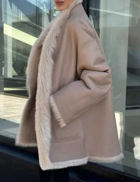 Женская двухсторонняя дубленка-шуба из меха итальянской тосканы