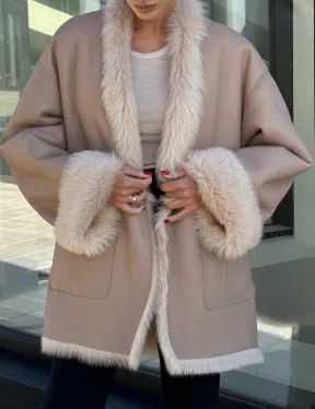 Женская двухсторонняя дубленка-шуба из меха итальянской тосканы