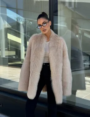 Женская двухсторонняя дубленка-шуба из меха итальянской тосканы