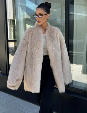 Женская двухсторонняя дубленка-шуба из меха итальянской тосканы