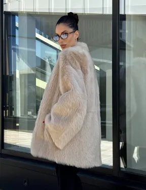 Женская двухсторонняя дубленка-шуба из меха итальянской тосканы