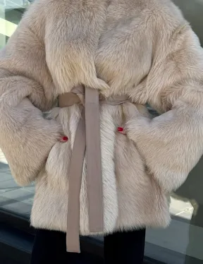 Женская двухсторонняя дубленка-шуба из меха итальянской тосканы