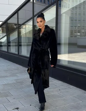 Классическая норковая шуба в финской норке Black с накладными карманами