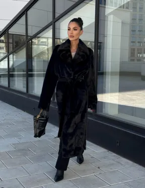 Классическая норковая шуба в финской норке Black с накладными карманами