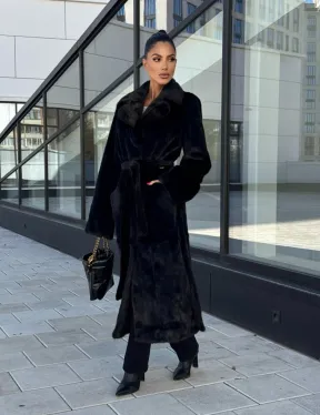 Классическая норковая шуба в финской норке Black с накладными карманами