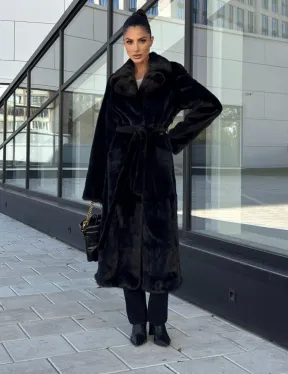 Классическая норковая шуба в финской норке Black с накладными карманами