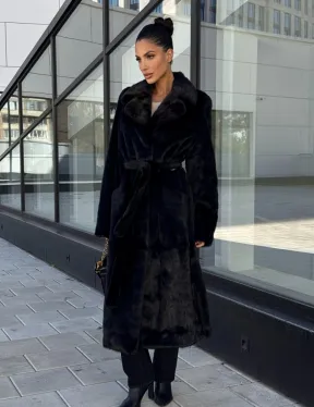 Классическая норковая шуба в финской норке Black с накладными карманами