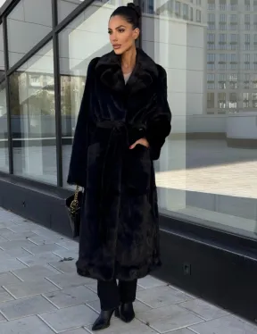 Классическая норковая шуба в финской норке Black с накладными карманами