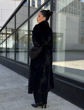 Классическая норковая шуба в финской норке Black с накладными карманами