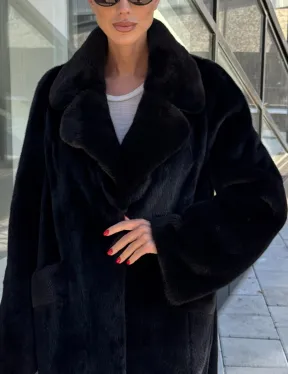 Шуба из аукционного меха норки Kopenhagen Fur, английский воротник - фасон баллон