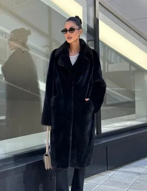 Шуба из аукционного меха норки Kopenhagen Fur, английский воротник - фасон баллон