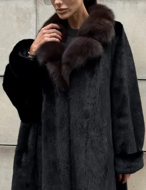 Манто New Elegance из норки Saga Furs с воротником из меха соболя
