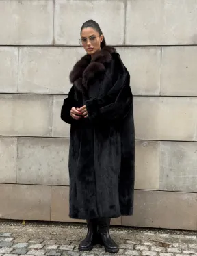 Манто New Elegance из норки Saga Furs с воротником из меха соболя