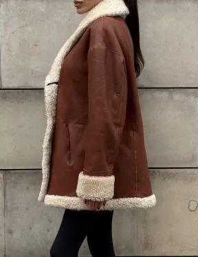 Двусторонняя женская дубленка из натуральной кожи с воротником шаль, на пуговицах