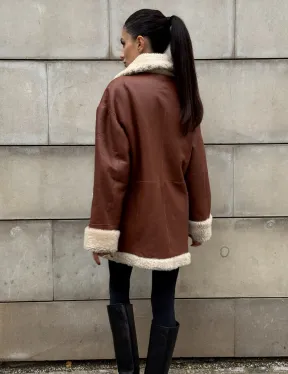 Двусторонняя женская дубленка из натуральной кожи с воротником шаль, на пуговицах