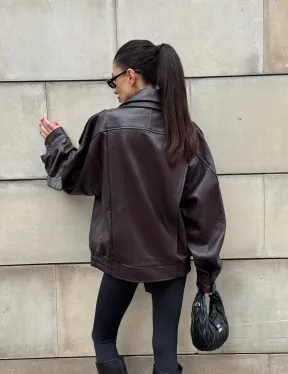 Стильная женская куртка из натуральной зернистой кожи COLLECTION DARK BURGUNDY
