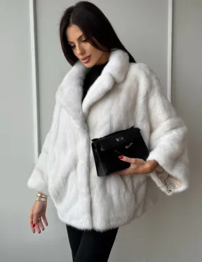 Полушубок из меха норки паломино с рукавом 