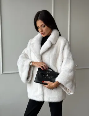 Полушубок из меха норки паломино с рукавом 