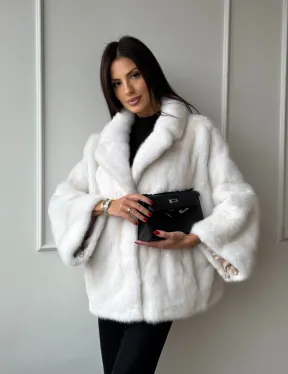 Полушубок из меха норки паломино с рукавом 