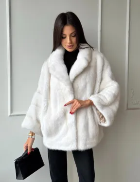 Полушубок из меха норки паломино с рукавом 