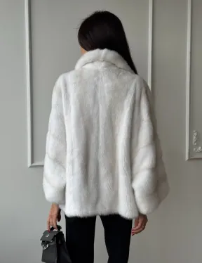 Полушубок из меха норки паломино с рукавом 