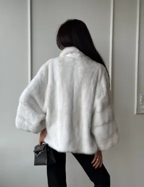 Полушубок из меха норки паломино с рукавом 