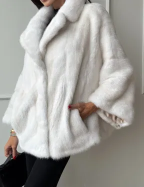 Полушубок из меха норки паломино с рукавом 