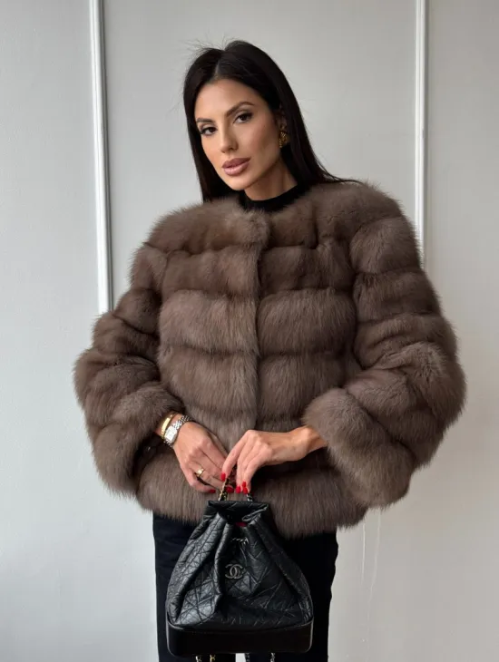 Шуба из меха куницы Truffle с воротником шанель