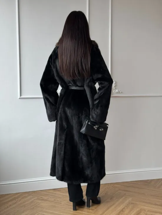 Шуба кимоно LUXURY FASHION из аукционной норки NAFA MINK с английским воротником из меха соболя