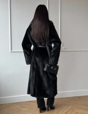Шуба кимоно LUXURY FASHION из аукционной норки NAFA MINK с английским воротником из меха соболя