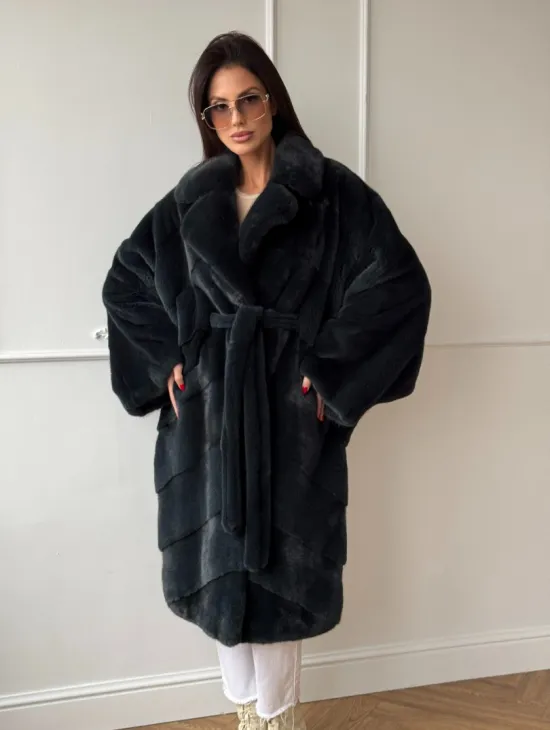 Шуба норковая фасон кимоно паркет из меха аукционной норки Kopenhagen Fur
