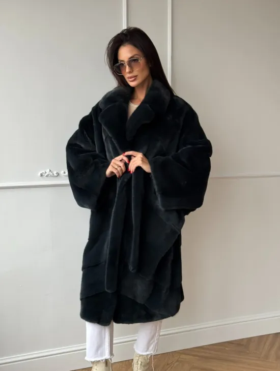 Шуба норковая фасон кимоно паркет из меха аукционной норки Kopenhagen Fur