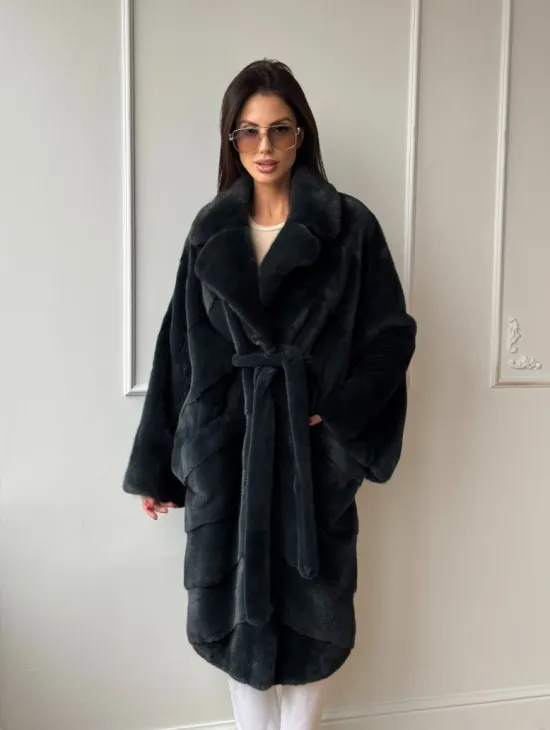 Шуба норковая фасон кимоно паркет из меха аукционной норки Kopenhagen Fur