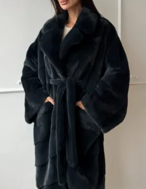 Шуба норковая фасон кимоно паркет из меха аукционной норки Kopenhagen Fur