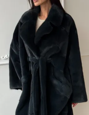 Шуба норковая фасон кимоно паркет из меха аукционной норки Kopenhagen Fur