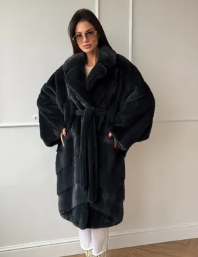 Шуба норковая фасон кимоно паркет из меха аукционной норки Kopenhagen Fur